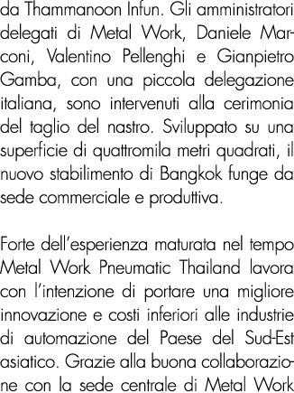 da Thammanoon Infun  Gli amministratori delegati di Metal Work, Daniele Marconi, Valentino Pellenghi e Gianpietro Gam   